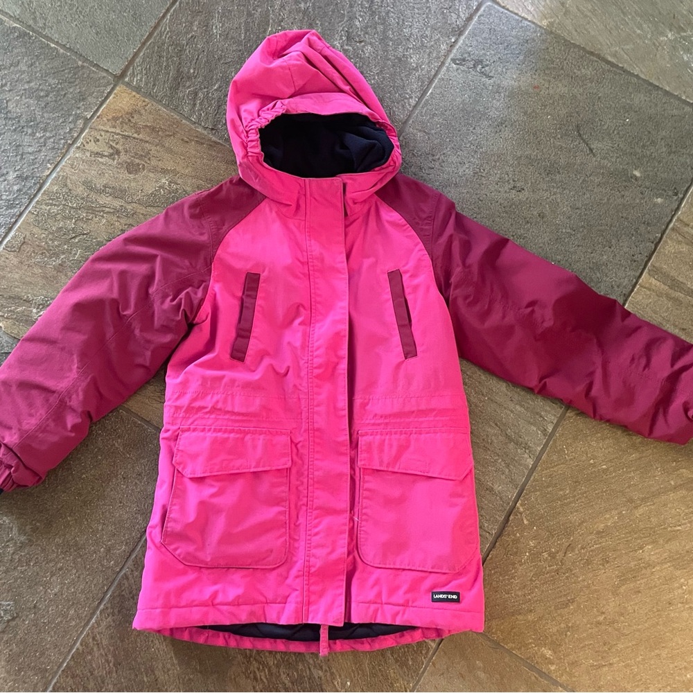 Land’s End - girls winter jacket- size 7/8 magenta